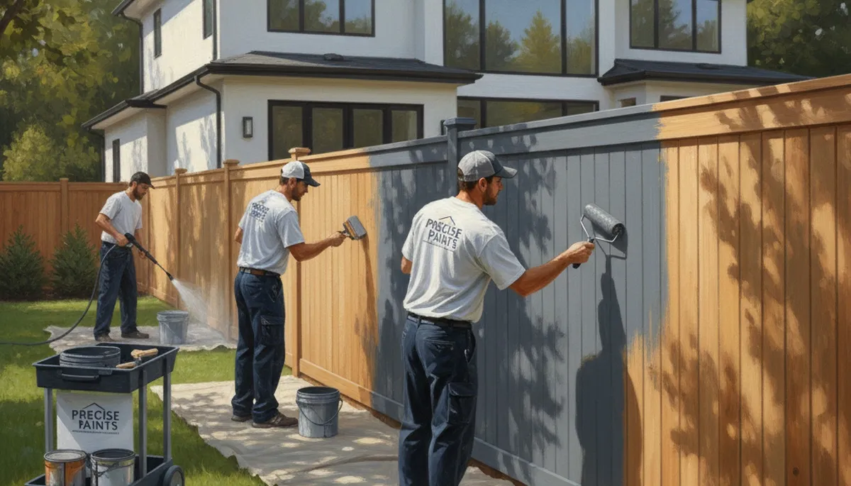 Fence painting service in Fresno, CA for wood fences with durable protective coating and curb appeal