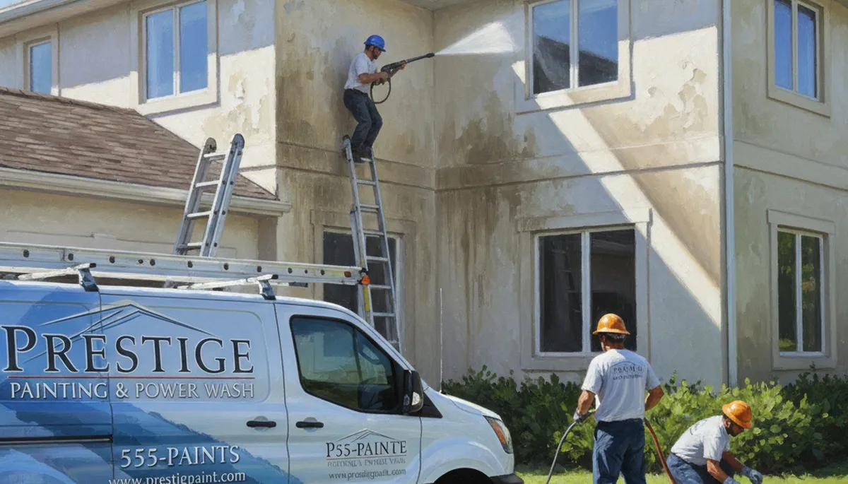 Pressure cleaning service in Fresno, CA removing dust and grime from a home exterior
