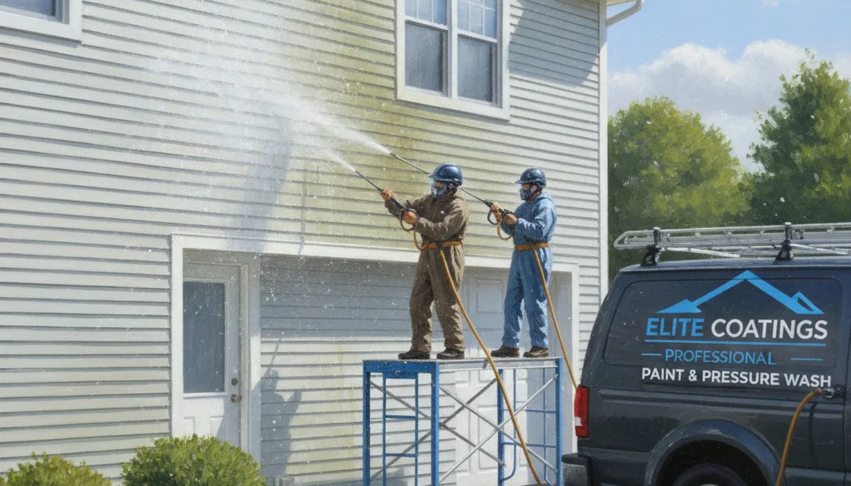 Vinyl siding pressure cleaning in Fresno, CA by Fresno Paint Pros for exterior curb appeal and maintenance